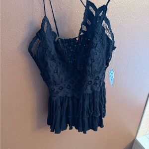 Free People Black Lace Camisole